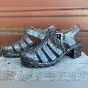 Harley Davidson Gray glitter jellies sz. 8